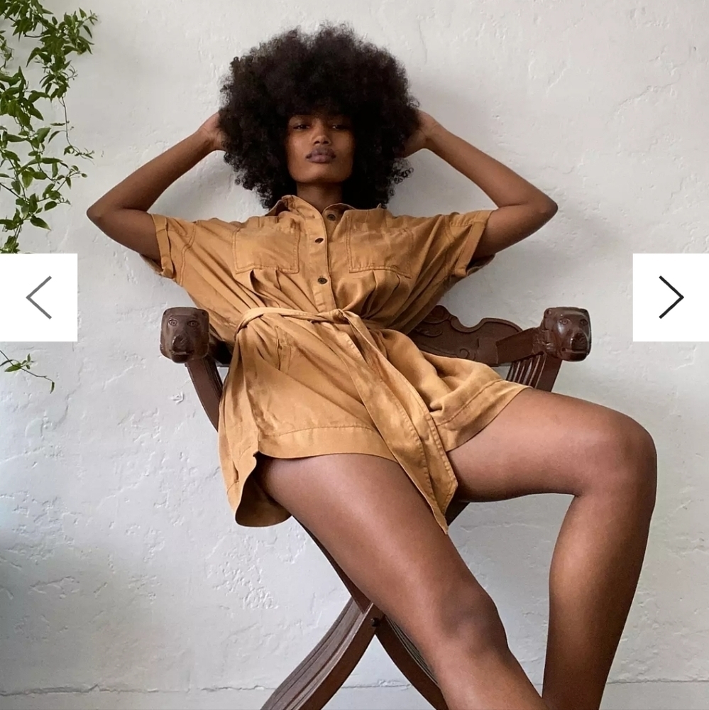 Uo Reagan Oversized Utility Slouchy Romper Camel Belt Size XS